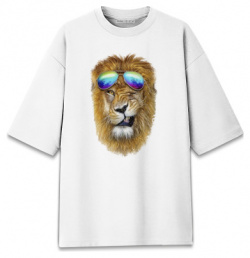 Хлопковые футболки оверсайз Print Bar LIO 787013 hfo 1 Лев в очках