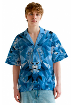 Гавайские рубашки Print Bar ZNT 622473 grb 2 Сине бело голубой лев