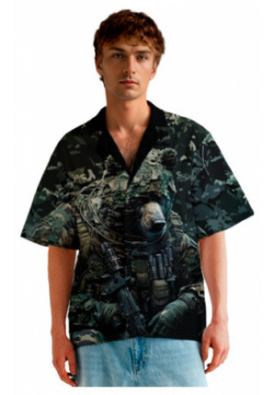 Гавайские рубашки Print Bar MED 898734 grb 2 Медведь снайпер в камуфляже