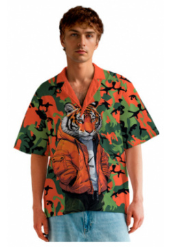 Гавайские рубашки Print Bar TGR 529649 grb 2 Тигр в оранжевой куртке