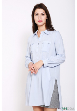 Рубашка с длинным рукавом Pezzo Блуза женская голубого цвета от бренда, размер: 40 RU
