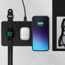 Satechi Беспроводное зарядное устройство Trio Wireless Charging Pad (Apple Watch  AirPods iPhone) серый космос ST X3TWCPM