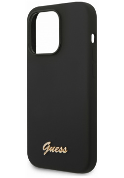 Guess Чехол Gold metal logo для iPhone 14 Pro Max  черный GUHCP14XSLSMK Стильный