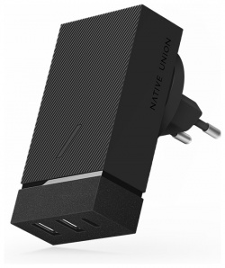 Native Union Сетевое зарядное устройство 45 Вт  2 USB A + C PD серый SMH GRY INT