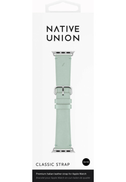 Native Union Ремешок Classic Strap для Apple Watch 42/44mm  кожа светло зеленый AW L GRN