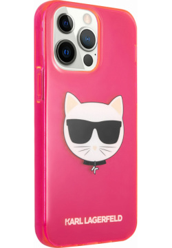 Karl Lagerfeld Чехол & Choupette для iPhone 13 Pro  пластик розовый KLHCP13LCHTRP