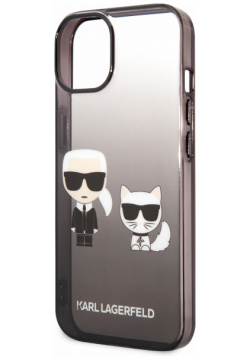 Karl Lagerfeld Чехол & Choupette для iPhone 14  черный градиент KLHCP14STGKCK С