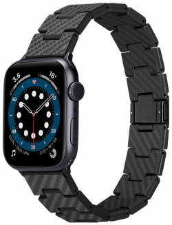 Pitaka Ремешок Retro для Apple Watch  42/44/45мм карбон черно серый AWB1004