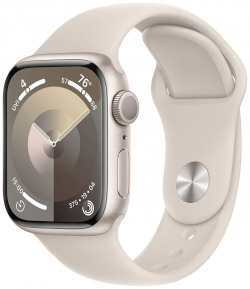 Apple Watch Series 9  45 мм корпус из алюминия цвета «сияющая звезда» спортивный ремешок размер M/L MR973