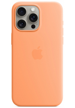 Apple Чехол MagSafe для iPhone 15 Pro Max  силикон «свежая папайя» MT1W3