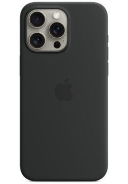 Apple Чехол MagSafe для iPhone 15 Pro Max  силикон черный MT1M3