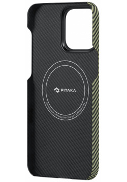 Pitaka Чехол Fusion Weaving MagEZ Case 4 для iPhone 15 Pro Max  кевлар черный/зеленый FO1501PM