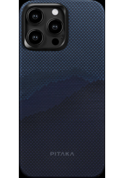 Pitaka Чехол MagEZ 4 StarPeak для iPhone 15 Pro Max  кевлар синий KI1502POTH