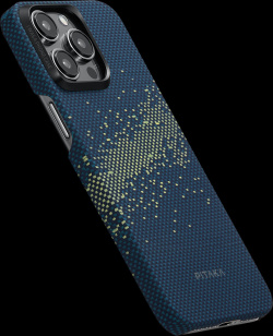 Pitaka Чехол MagEZ 4 StarPeak для iPhone 15 Pro Max  кевлар синий/зеленый KI1502PMYG