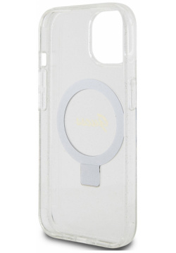 Guess Чехол Script Ring для iPhone 15 MagSafe  прозрачный GUHMP15SHRSGSD