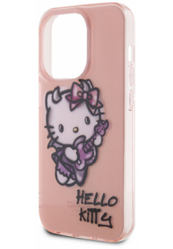 Hello Kitty Чехол Graffiti Guitar для iPhone 15 Pro Max  розовый HKHCP15XHDGPGP