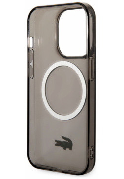 Lacoste Чехол Hard Logo для iPhone 15 Pro Max MagSafe  прозрачный/черный LCHMP15XULOK