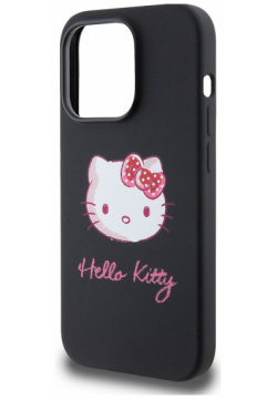 Hello Kitty Чехол Sketch Head для iPhone 15 Pro Max  розовый/черный HKHCP15XSKHSPP