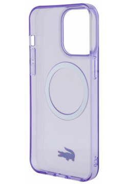 Lacoste Чехол Hard Logo для iPhone 15 Pro MagSafe  прозрачный/фиолетовый LCHMP15LULOU