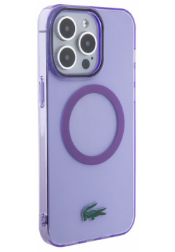 Lacoste Чехол Hard Logo для iPhone 15 Pro MagSafe  прозрачный/фиолетовый LCHMP15LULOU