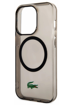 Lacoste Чехол Hard Logo для iPhone 15 Pro MagSafe  прозрачный/черный LCHMP15LULOK