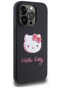 Hello Kitty Чехол Sketch Head для iPhone 15 Pro  розовый/черный HKHCP15LSKHSPP