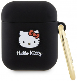 Hello Kitty Чехол 3D Head для Airpods 1/2  черный HKA23DKHSK