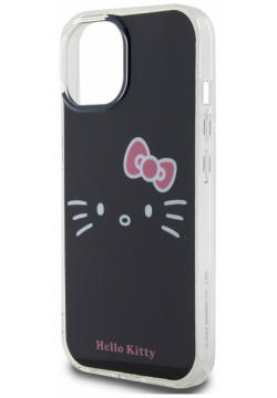 Hello Kitty Чехол Face для iPhone 15  черный HKHCP15SHKHLK