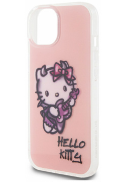 Hello Kitty Чехол Graffiti Guitar для iPhone 15  розовый HKHCP15SHDGPGP