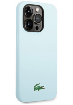 Lacoste Чехол Hard Logo для iPhone 15 Pro Max MagSafe  светло голубой LCHMP15XSLOLB