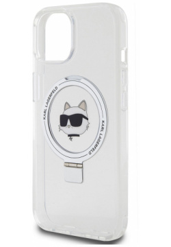 Karl Lagerfeld Чехол NFT Choupette Ring для iPhone 15 MagSafe  белый KLHMP15SHMRSCHH