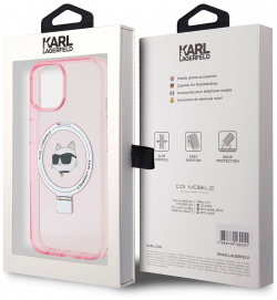 Karl Lagerfeld Чехол NFT Choupette Ring для iPhone 15 MagSafe  розовый KLHMP15SHMRSCHP