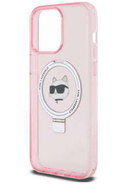 Karl Lagerfeld Чехол NFT Choupette Ring для iPhone 15 Pro MagSafe  розовый KLHMP15LHMRSCHP