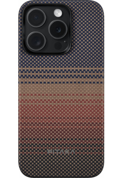 Pitaka Чехол Fusion Weaving MagEZ Case 5 для iPhone 15 Pro Max  кевлар синий/коричневый KI1501SUM