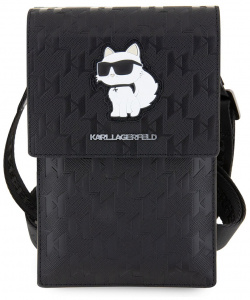 Karl Lagerfeld Слинг чехол Pouch Saffiano Choupette для iPhone  черный KLWBSAKHPCK