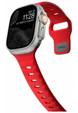 Ремешок Nomad Rugged Strap для Apple Watch Ultra 42/49 мм  каучук серый+красный NM01110385