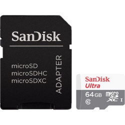 Карта памяти MicroSDXC SanDisk SDSQUNS 064G GN3MA Ultra 64GB Class 10 с адаптером White Grey
