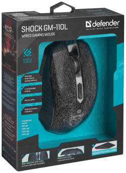 Мышь Defender 0400 1564 Shock GM 110L игровая black