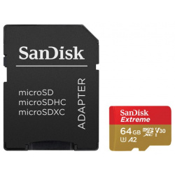 Карта памяти MicroSDXC SanDisk SDSQXA2 064G GN6MA 64GB Class10 c адаптером V30 UHS I U3 black (SDSQXA2 GN6MA)