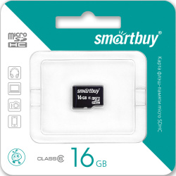 Карта памяти MicroSD Smartbuy 0305 1394 16GB Class 6 без адаптера Black