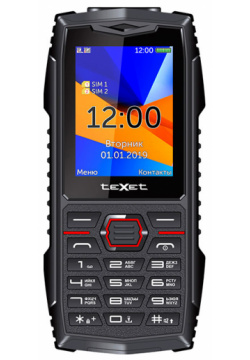 Мобильный телефон teXet 0101 6852 TM 519R (2019) Black Red Кнопочный