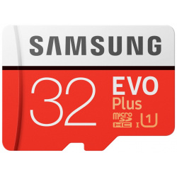 Карта памяти MicroSD Samsung MB MC32GA/RU EVO Plus 32Gb Class10 UHS I с адаптером Red White