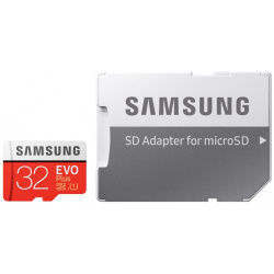 Карта памяти MicroSD Samsung MB MC32GA/RU EVO Plus 32Gb Class10 UHS I с адаптером Red White