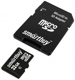 Карта памяти MicroSDHC Smartbuy 0305 1417 32GB Class10 с адаптером Black