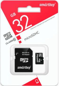 Карта памяти MicroSDHC Smartbuy 0305 1417 32GB Class10 с адаптером Black