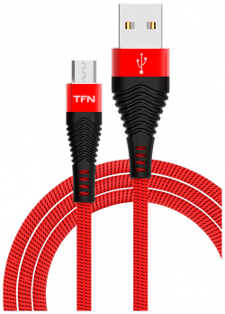 Дата кабель TFN 0307 0556 microUSB с защитой от излома Black/Red для