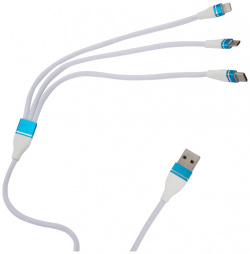 Дата кабель RedLine 0307 0640 USB A Type С+Lightning+Micro White