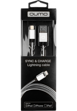 Дата кабель Qumo 21715 USB А Lightning MFI 1м оплетка металл Silver (21715)
