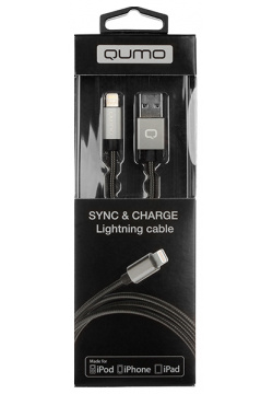 Дата кабель Qumo 21745 USB А Lightning MFI 1м оплетка металл Space Gray (21745) К
