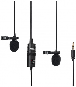 Микрофон Boya 1800 1227 BY M1DM со стерео разъемом двойной петличный универсальный Black